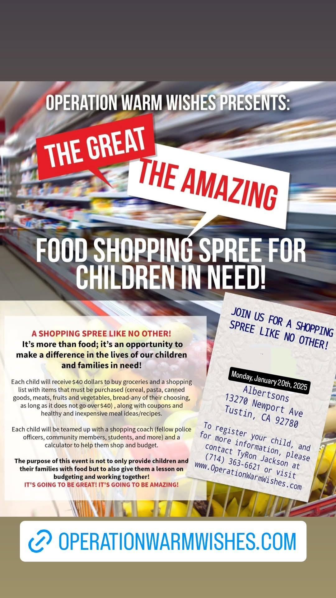 Operation Warm Wishes Presents the Great Food Shopping Spree for Families in Need