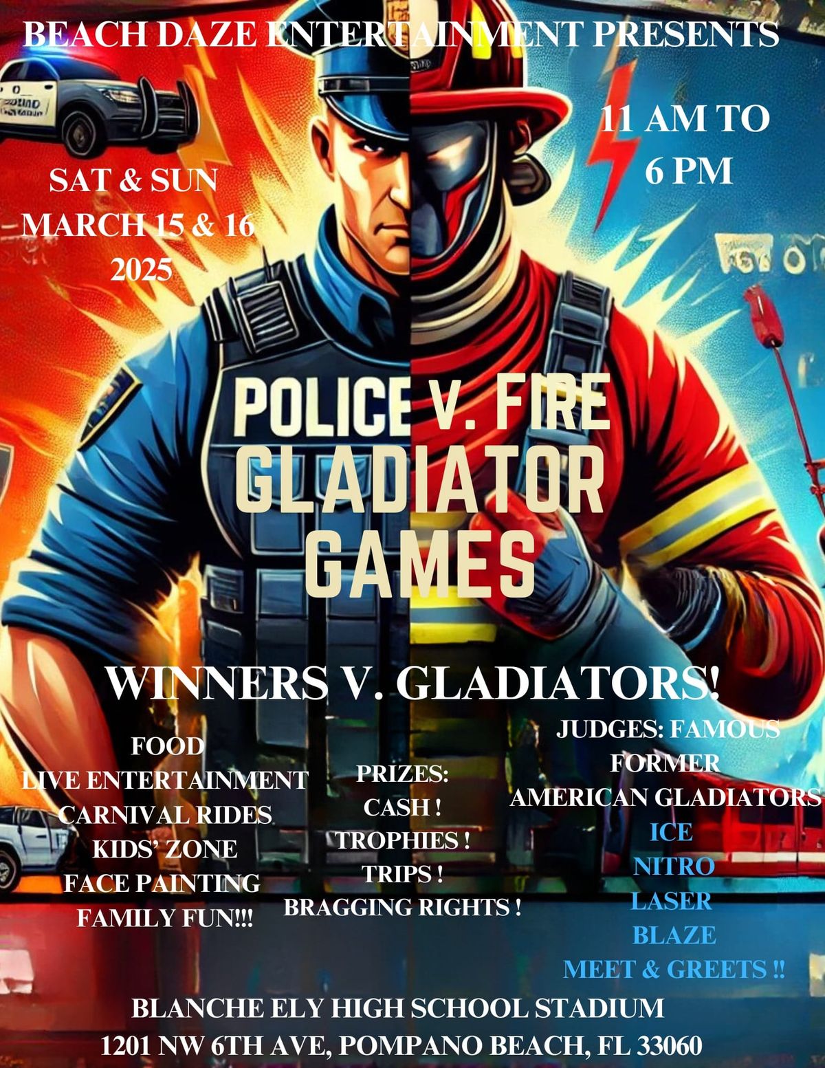 Police vs. Fire Gladiator Games! 