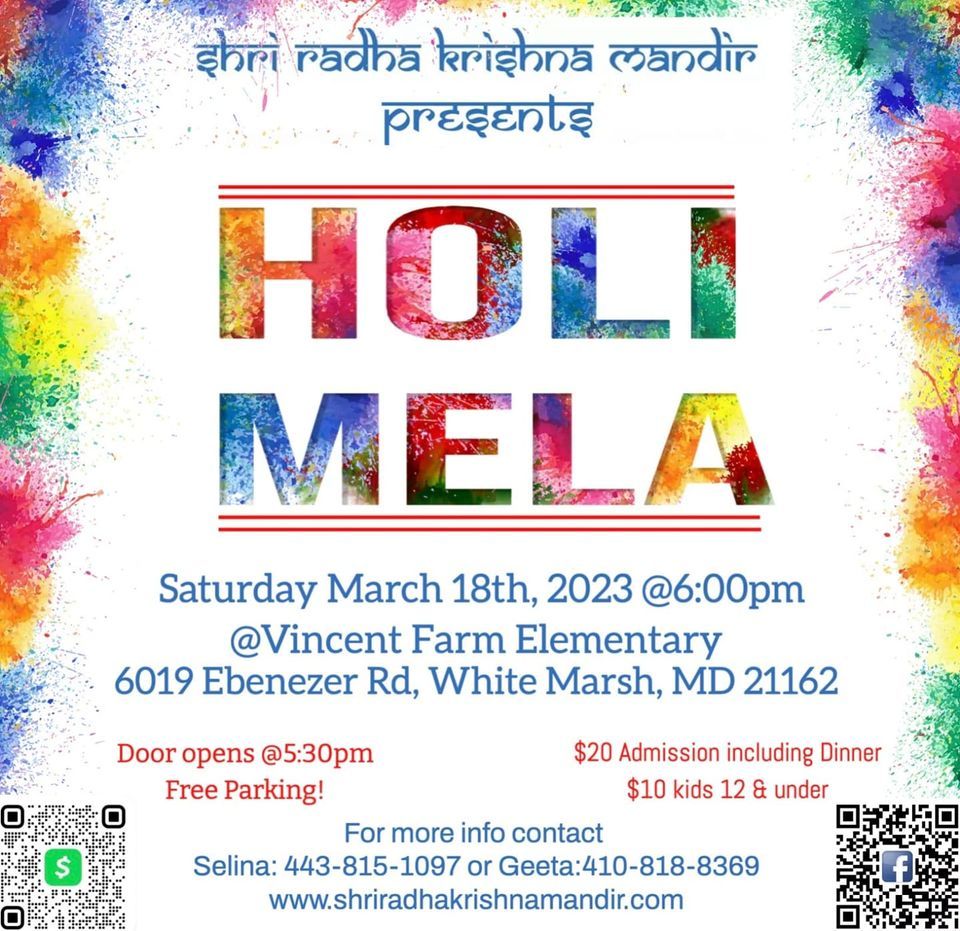 HOLI MELA 2023, Vincent Farm Elementary, White Marsh, 18 March 2023