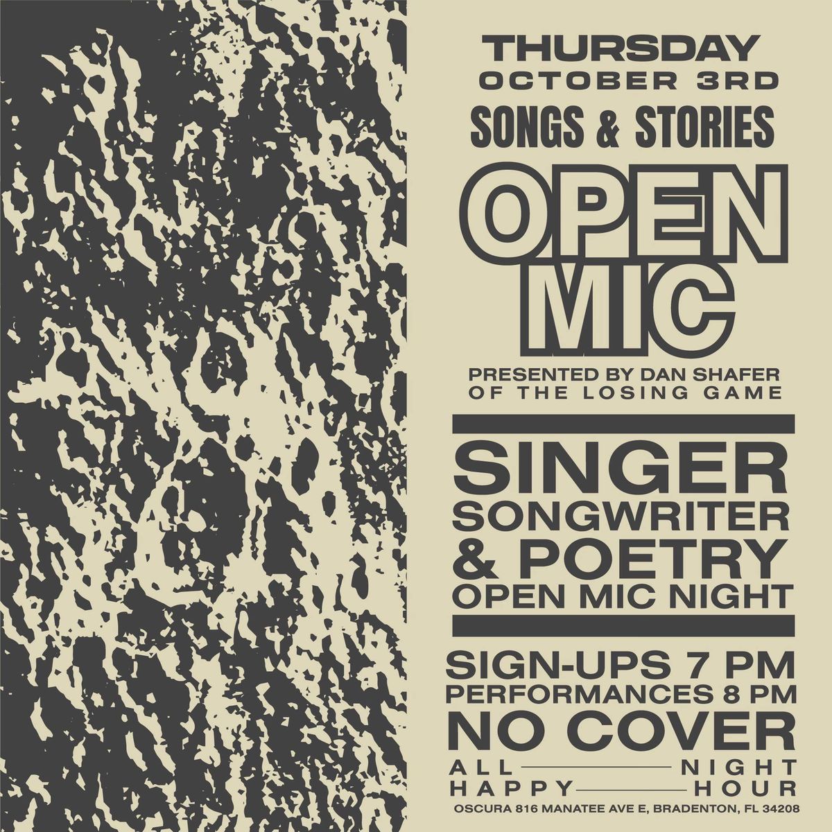 Oscura Open Mic Night - Songs & Stories