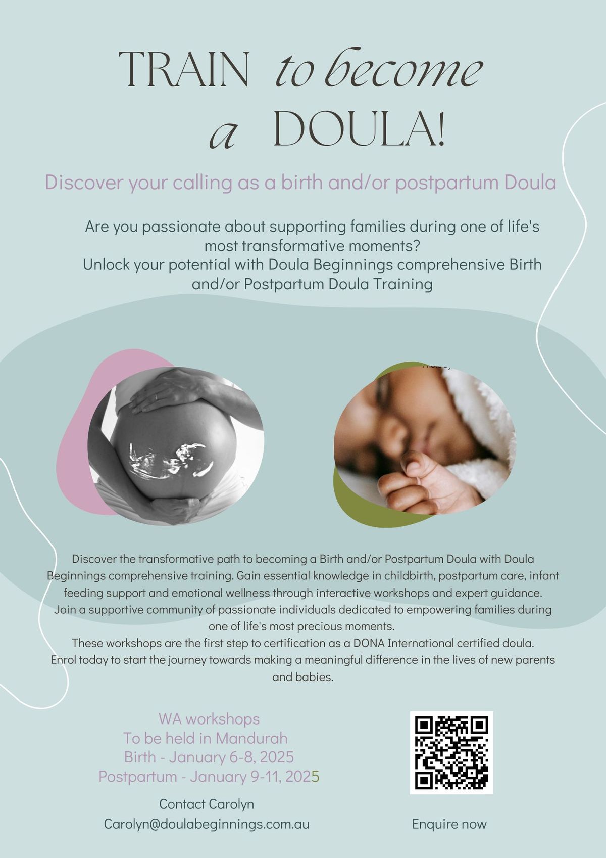 Doula Beginnings DONA International approved Birth and Postpartum doula training workshops