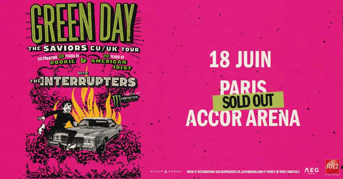 COMPLET \/ Green Day (+ The Interrupters) \u2022 Accor Arena, Paris, 18 juin 2024
