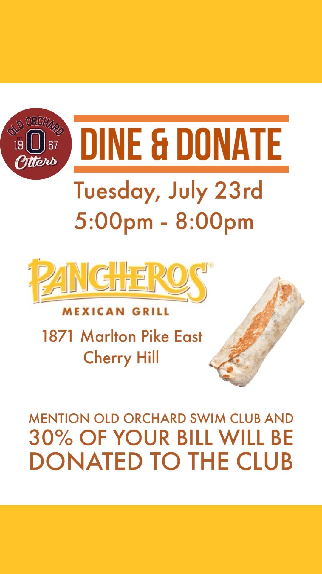 Dine & Donate at Pancheros 