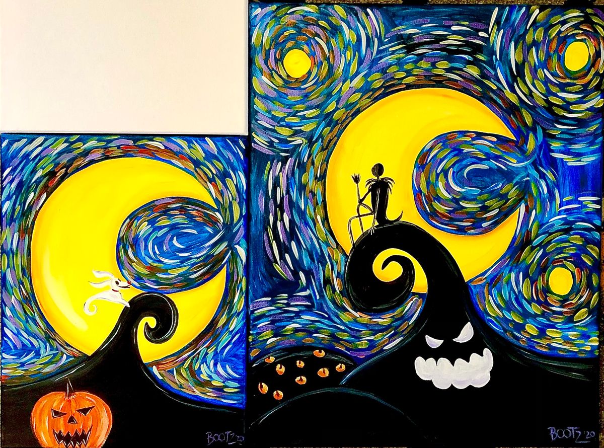 "What's Your Favorite Nightmare?" Acrylic Canvas Painting Class with Connie at Claytopia