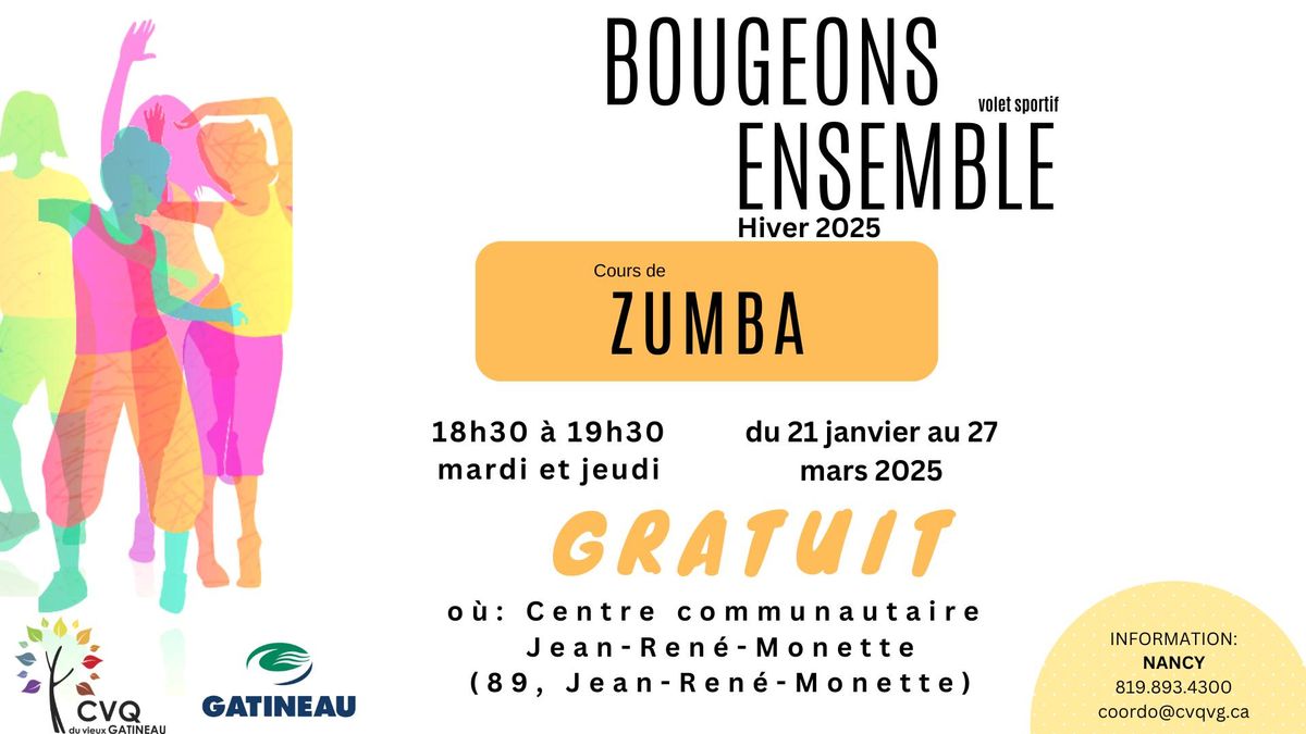 Les mardis ZUMBA au CVQ 