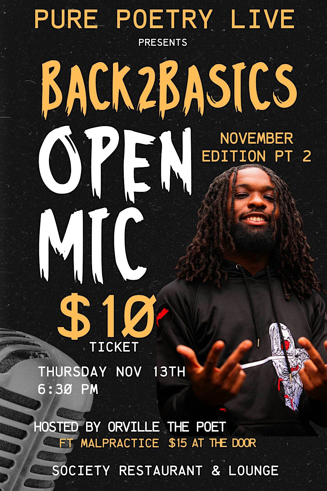Pure Poetry Live presents "Back 2  Basics" Open Mic
