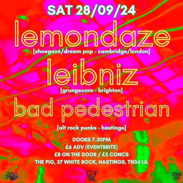 WVR & Tough Love Records Presents: Lemondaze, Leibniz & Bad Pedestrian. 