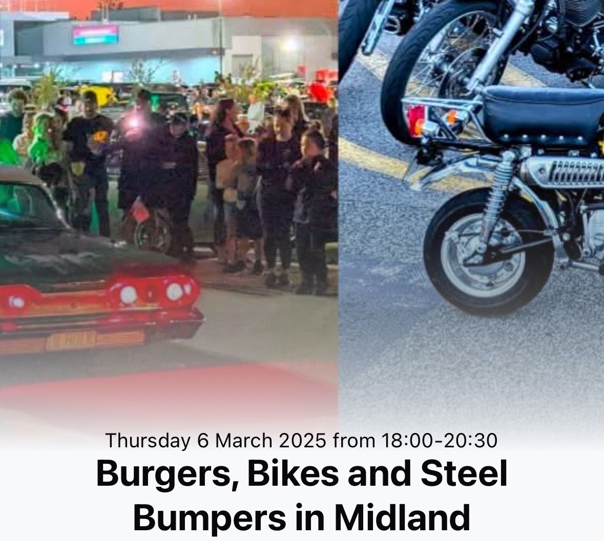 Burgers, Bikes and Steel Bumpers Midland pre-meet 