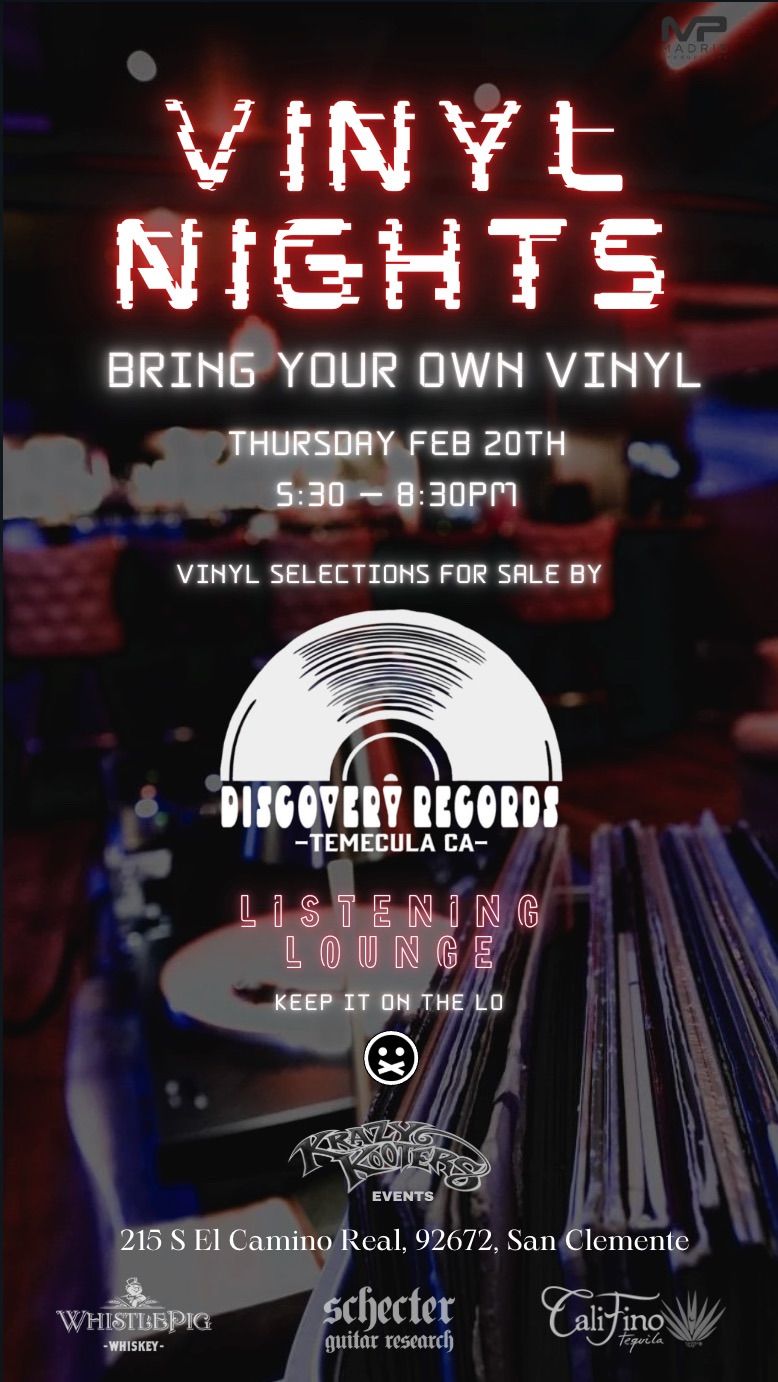 Bring Your Own Vinyl Night (Thurs 2\/20) at Krazy Kooters Listening Lounge