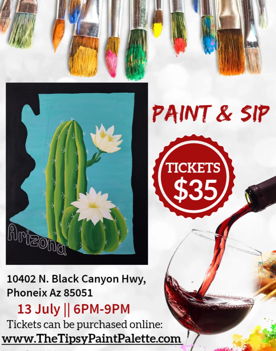 Arizona State Cactus Painting At Metro Sportz Bar 