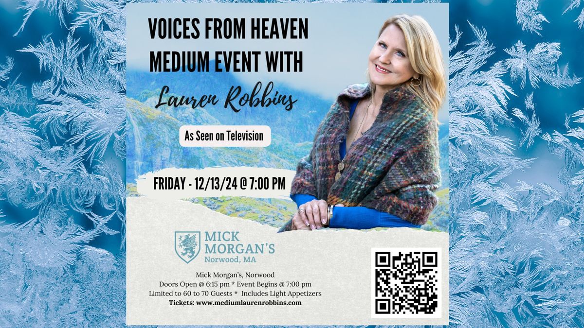 Norwood, MA - Voices from Heaven Medium Event with Lauren Robbins, Seen on TV