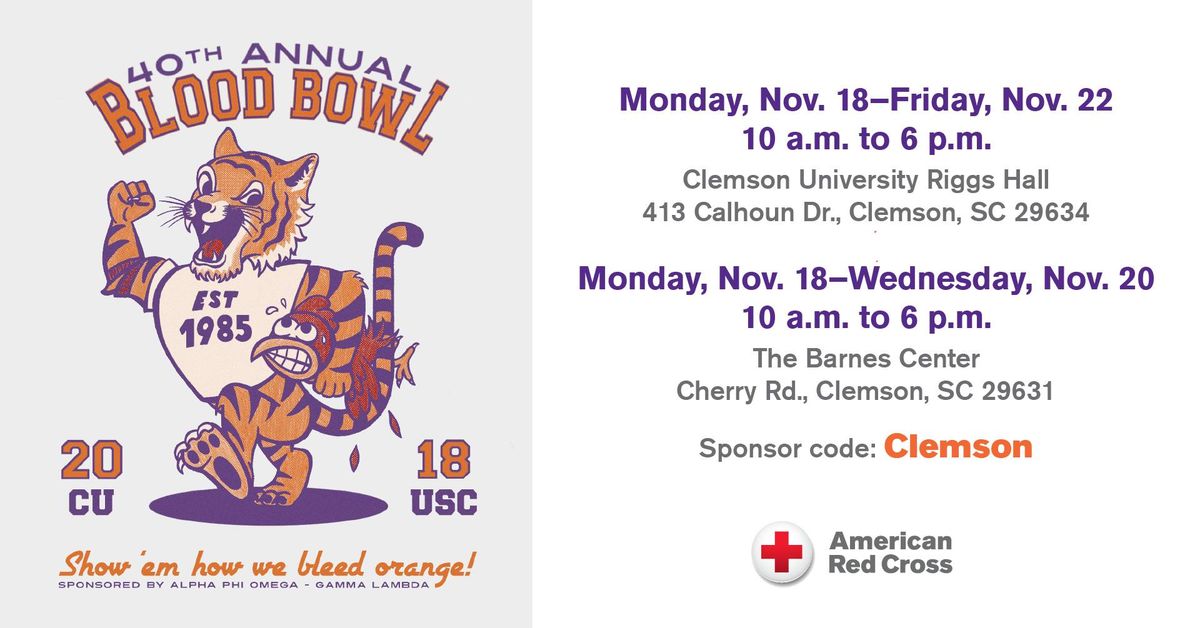 40th Annual Clemson and Carolina Blood Bowl