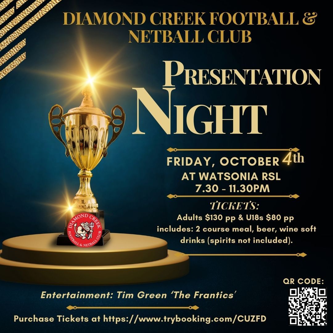 DCFNC PRESENTATION NIGHT -FRIDAY 4 OCT - 7.30PM AT WATSONIA RSL