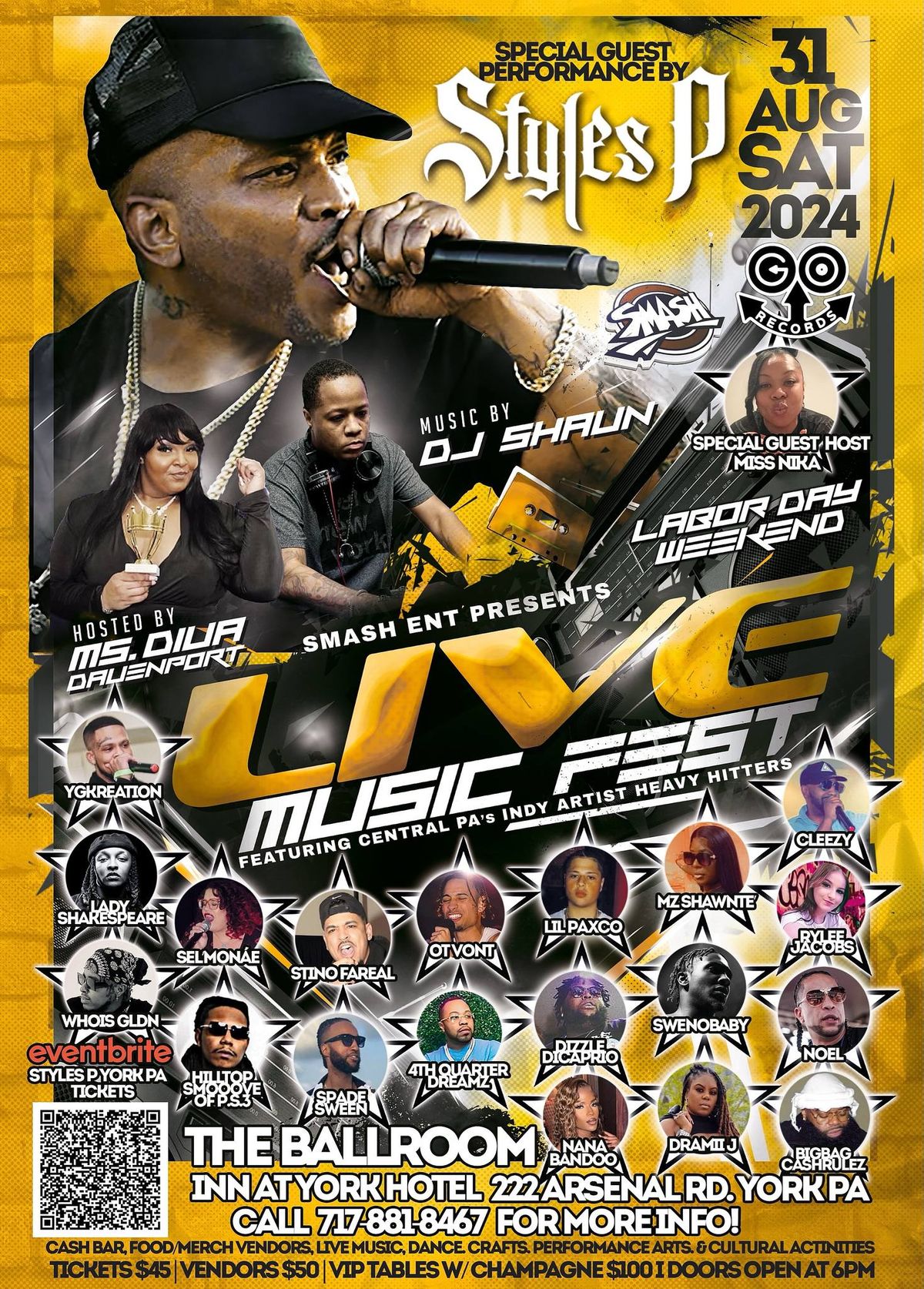 2024 LABOR DAY WEEKEND LIVE MUSIC FEST w\/ special guest STYLES P