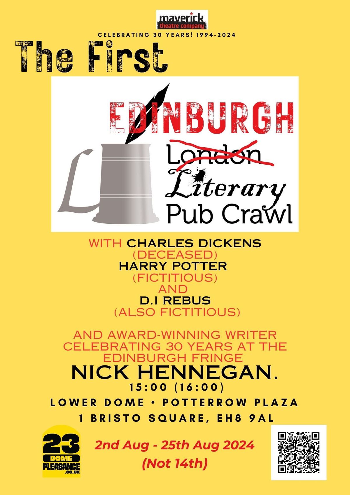 30th Anniversary Edinburgh London Literary Pub Crawl