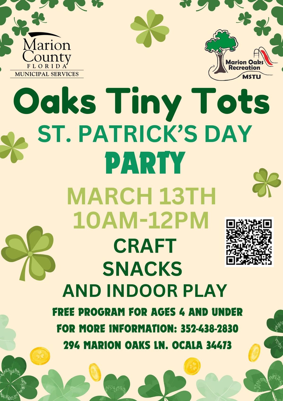 Oaks Tiny Tots St. Patrick\u2019s Day Party