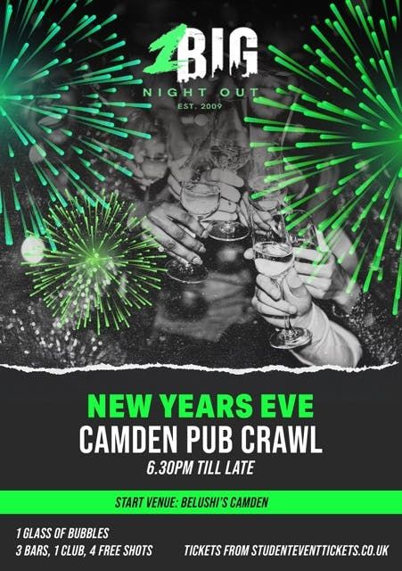 1BNO NEW YEAR\u2019S EVE CAMDEN PUB CRAWL - TUESDAY 31ST DECEMBER