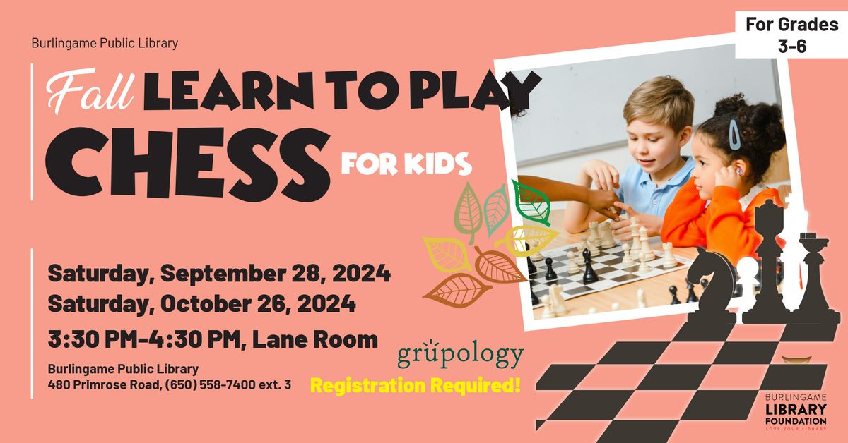 Fall Learn to Play Chess for Kids - For Grades 3rd-6th