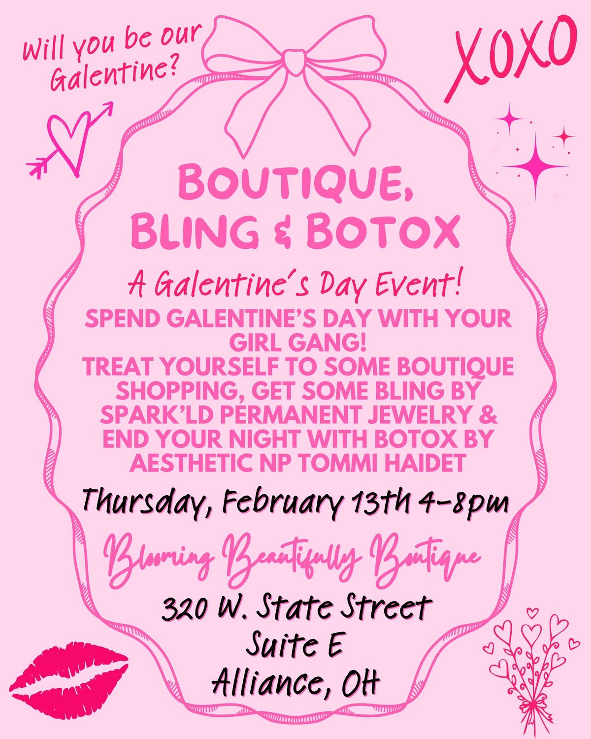 Boutique, Bling & Botox: A Galentine's Day Event!\ud83d\ude0d\ud83d\udecd\ufe0f\u2728\ud83d\udc98\ud83d\udc8b