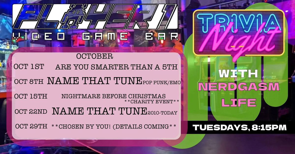 Player 1 October Trivia Events