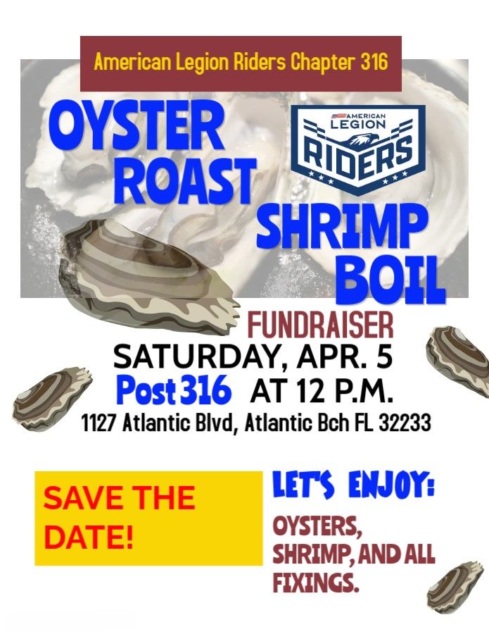 Oyster Roast Shrimp Dinner Fundraiser | Post 316 | Atlantic Beach, Florida