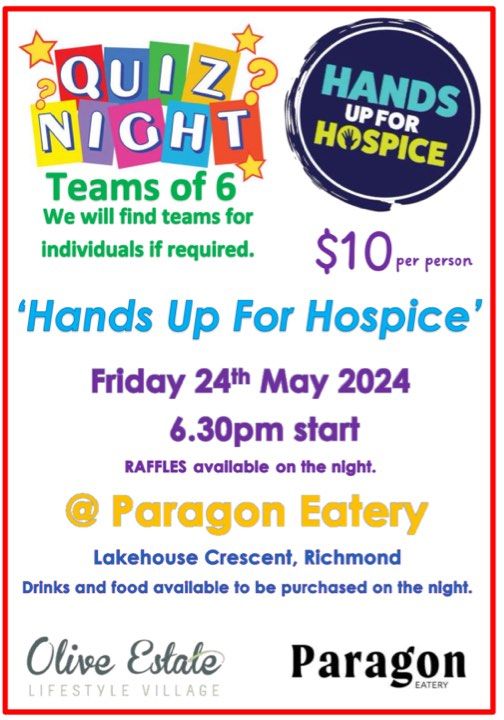 QUIZ NIGHT - HANDS UP FOR HOSPICE 