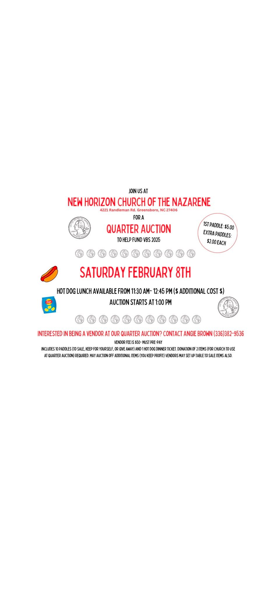 Quarter Auction & Hot Dog Lunch Fundraiser 