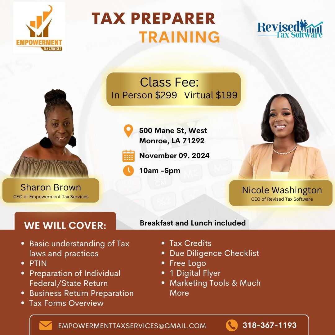 Tax Software Training in Monroe, LA!