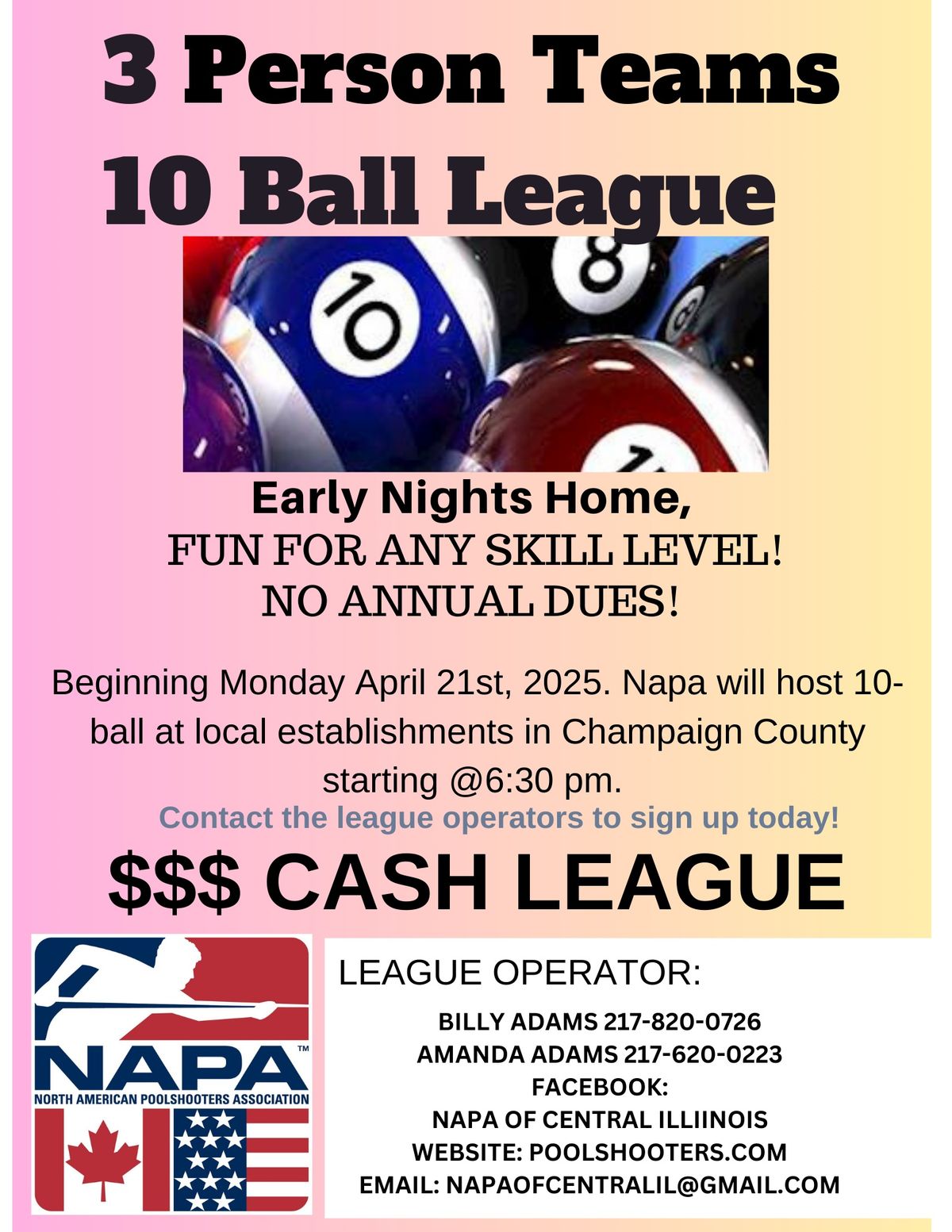 Champaign County 3-Person 8-Ball Tournament