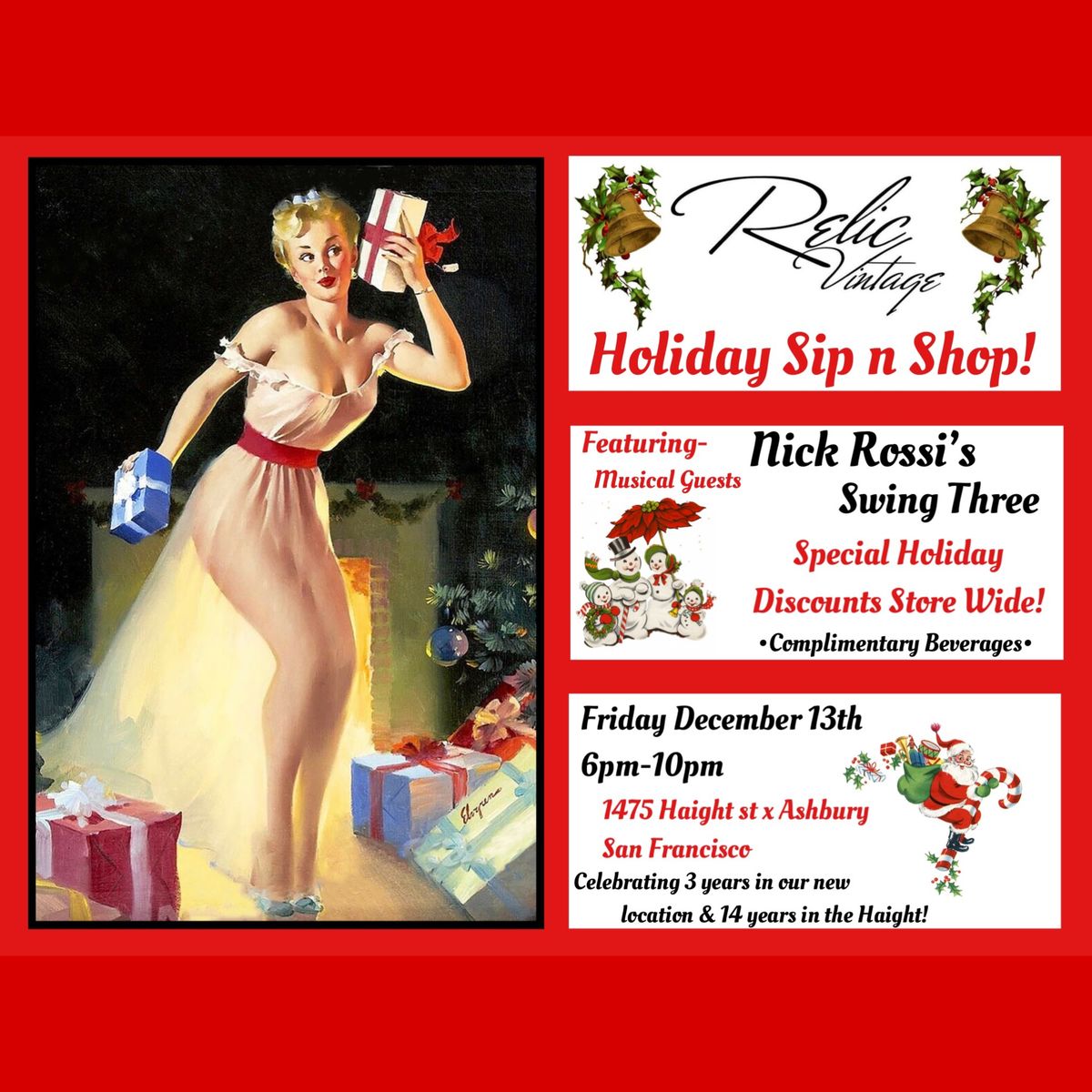 Relic Vintage Holiday Sip n Shop Party- featuring Nick Rossi