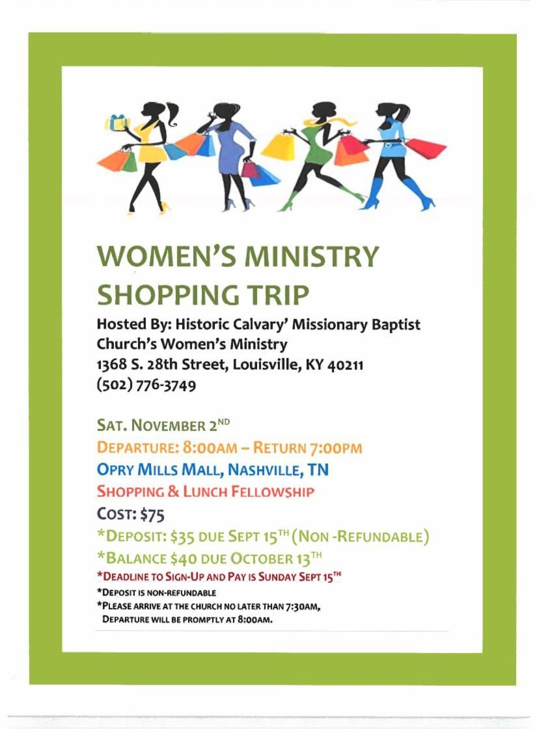 Women's Ministry Shopping trip to Nashville!