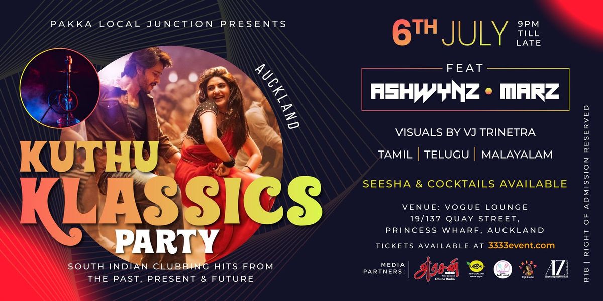 Kuthu Klassics Auckland with DJ Ashwynz & Marz and Vj Trinetra: South Indian Clubbing Night