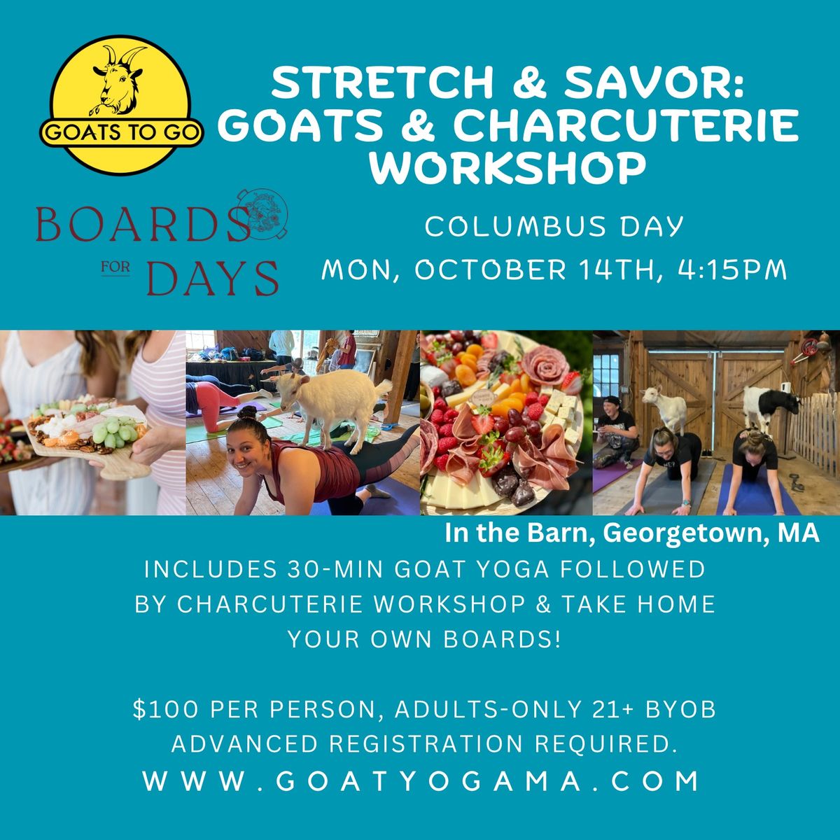 Stretch & Savor: Goats & Charcuterie Workshop