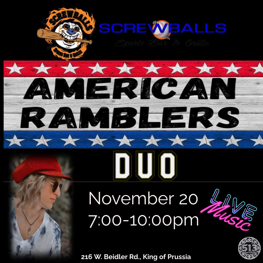 Come to Screwballs for a well deserved mid week break with music by American Ramblers Duo   