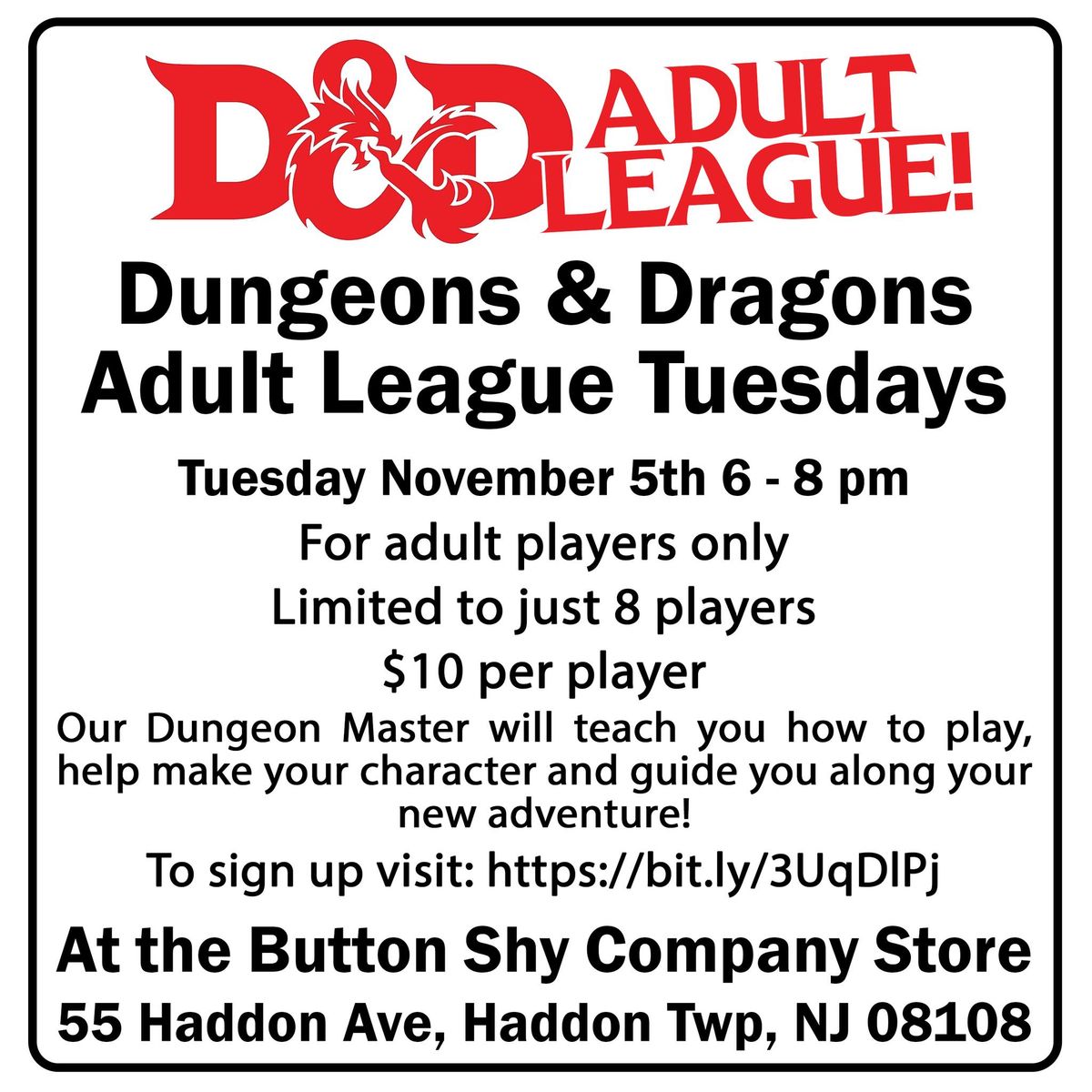 D&D Adult League Tuesdays