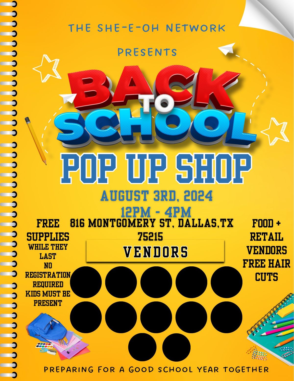 Back to school pop up shop