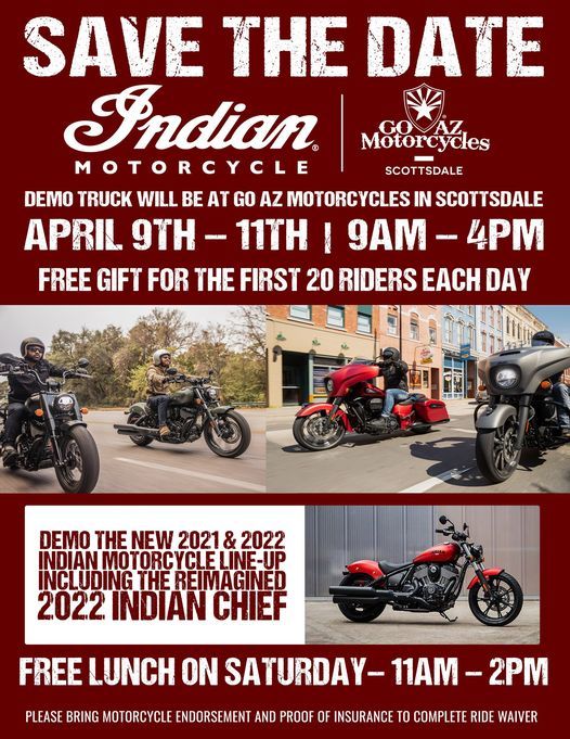 Indian Motorcycle Demo Truck 3 Day Event Go Az Motorcycles Scottsdale 9 April 2021 Arizona Motorcycle Events 2022