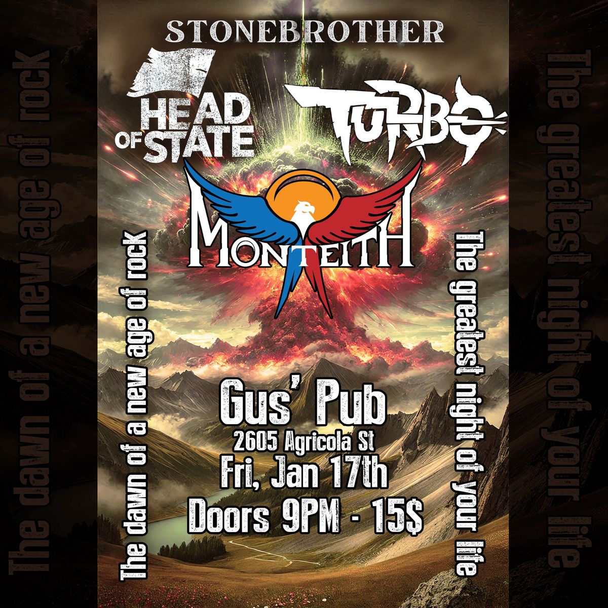 Turbo and Monteith with Head of State and Stonebrother Live at Gus' Pub