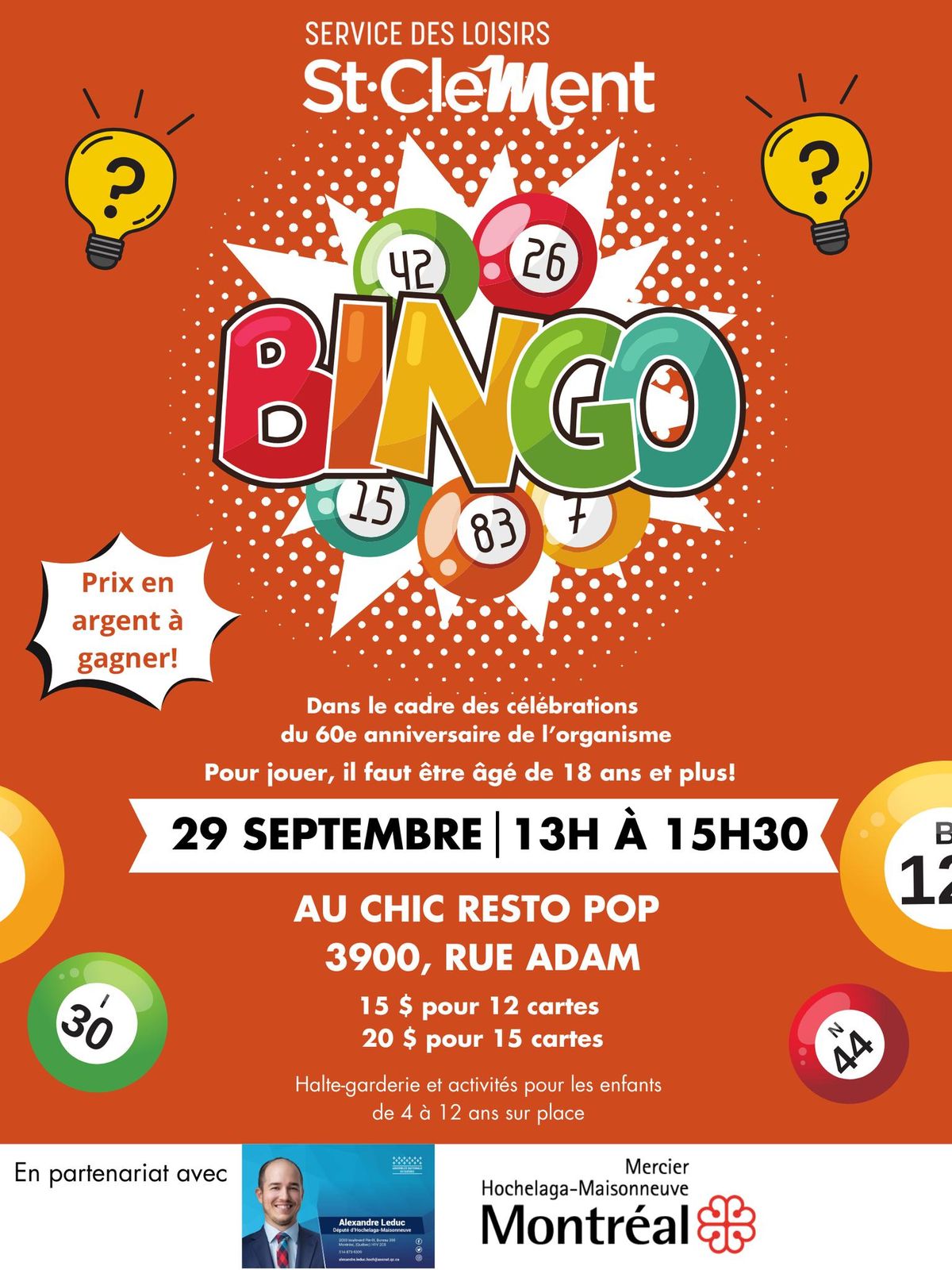 Bingo - sp\u00e9cial 60e anniversaire de l'organisme