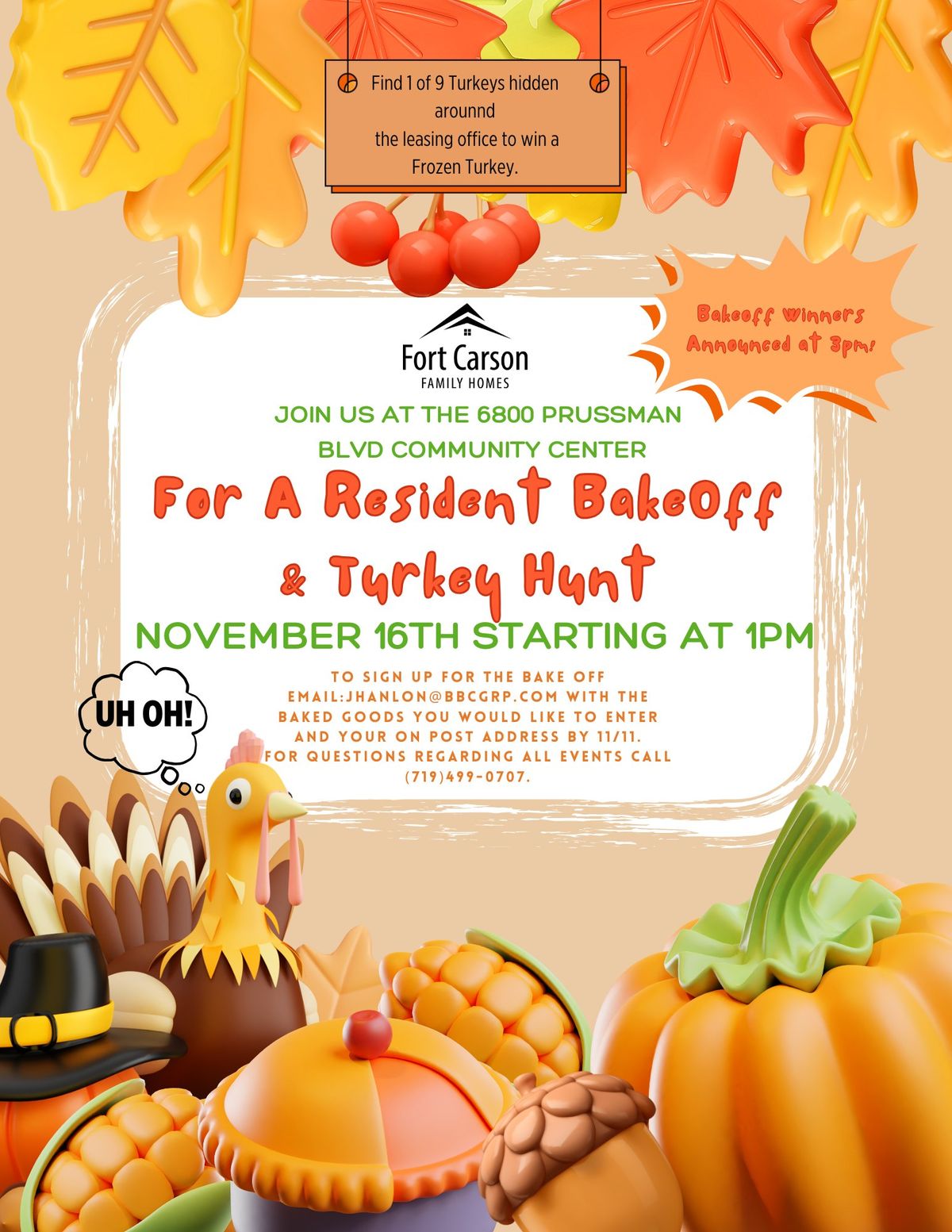 Bake Off and Turkey Hunt Day!