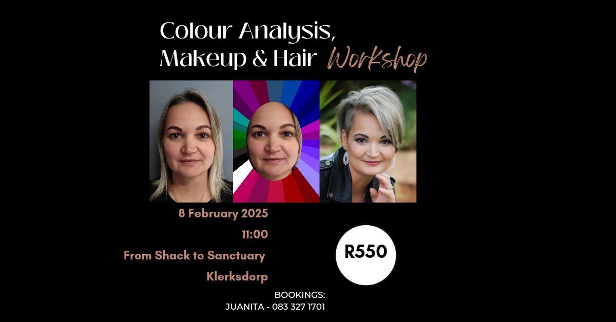 Colour Analysis, Makeup Workshop & Hair Event - R550