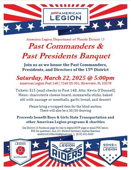 15th District Past Commanders & Past Presidents Dinner