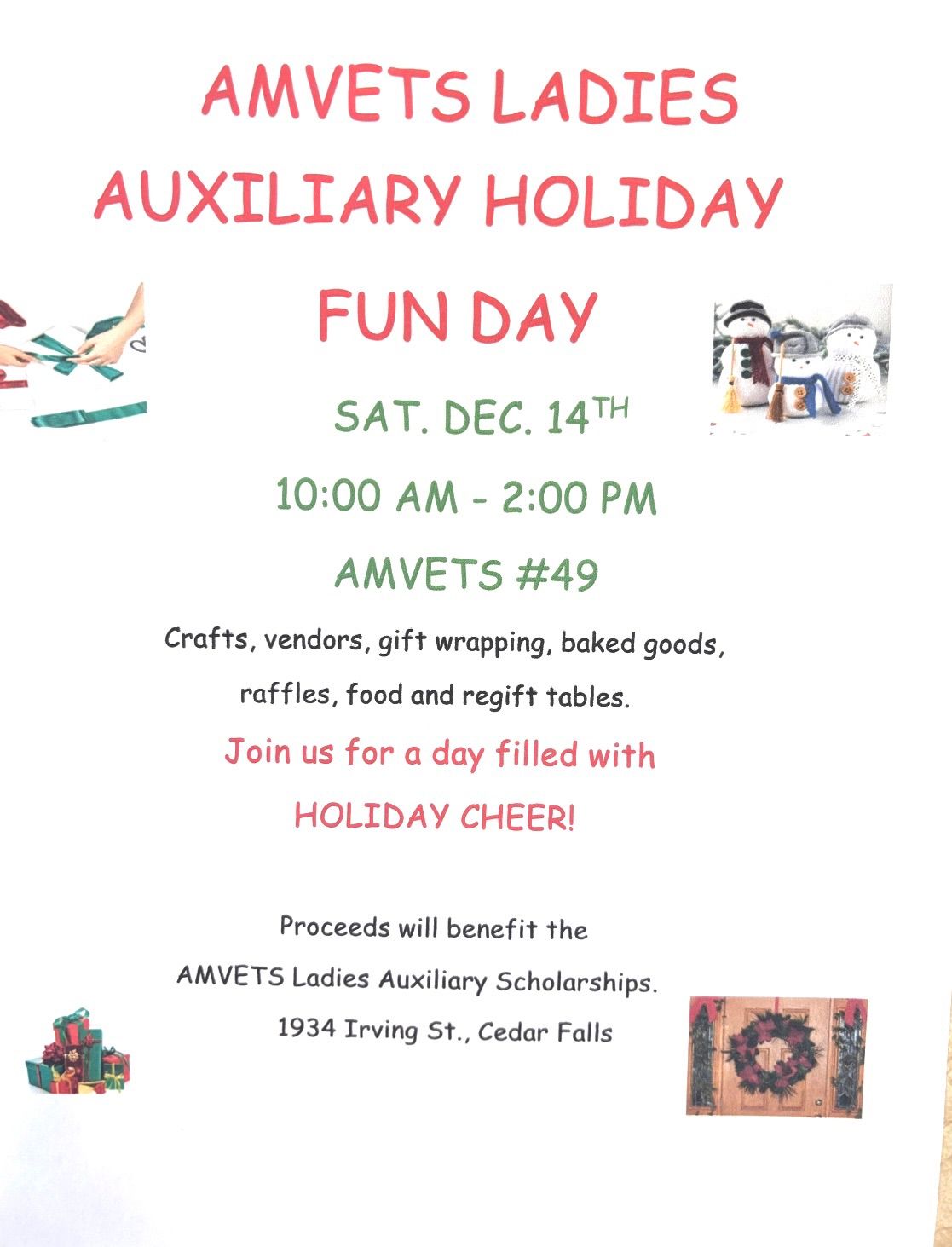 AMVETS Ladies Auxiliary Holiday Fun Day