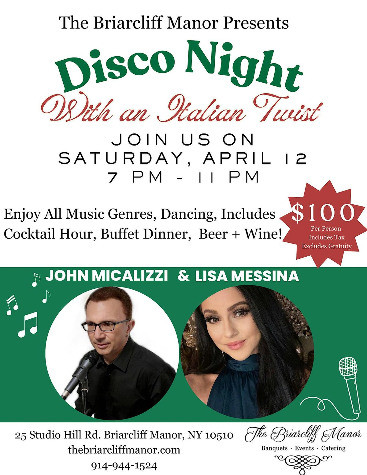 Disco Night with An Italian Twist Featuring Lisa Messina and John Micalizzi