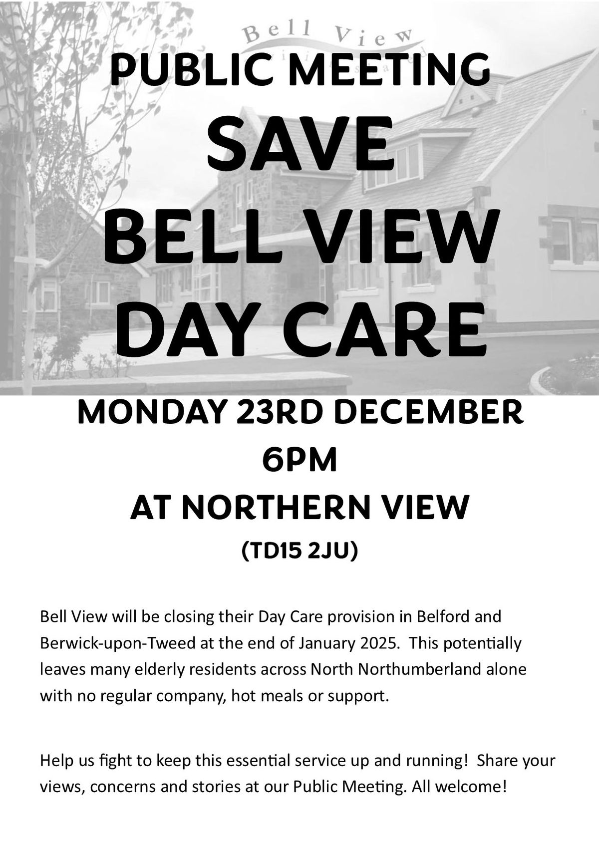 Public Meeting: Save Bell View Day Care Service