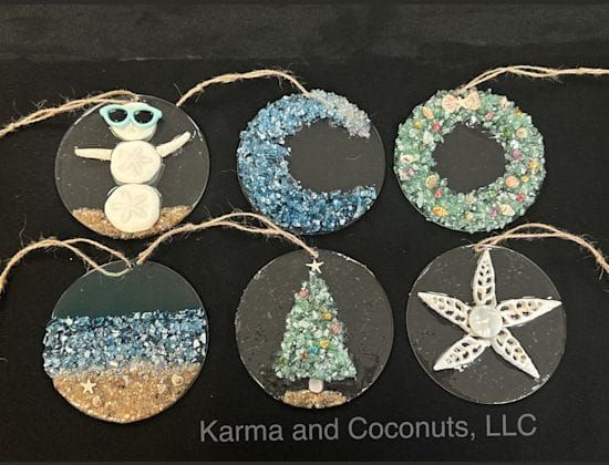 Shells and Smashed Glass Ornaments - $45