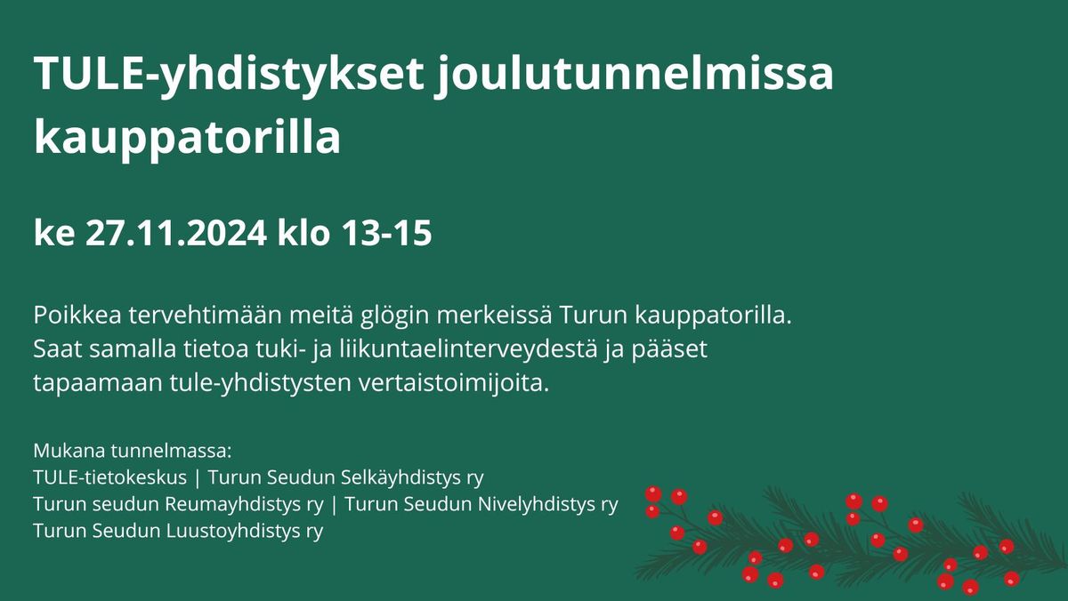 TULE-yhdistykset joulutunnelmissa kauppatorilla 