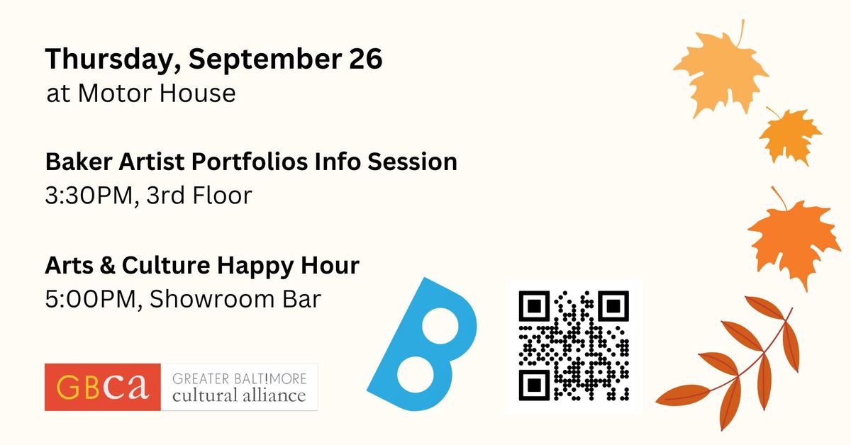 GBCA September 26 | Baker Artist Portfolios Info Session | Fall Happy Hour