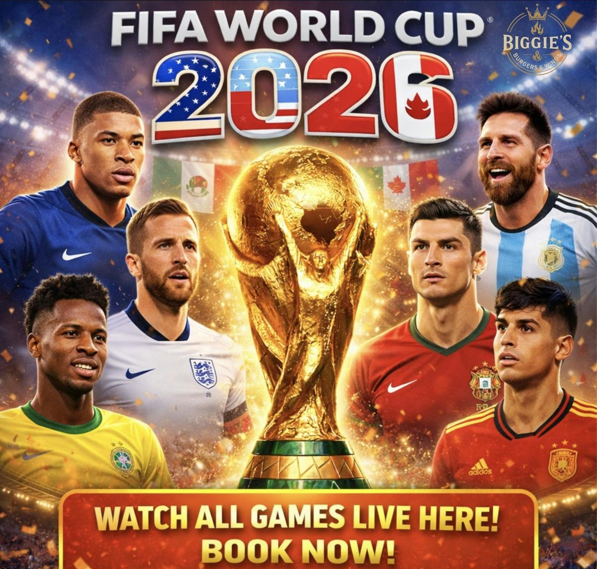 Semi-final - Match 102: Match 99 winners vs Match 100 winners | Wed 15 Jul | 8PM KO | World Cup 2026 Live Screening | Biggie\u2019s Angel N1.