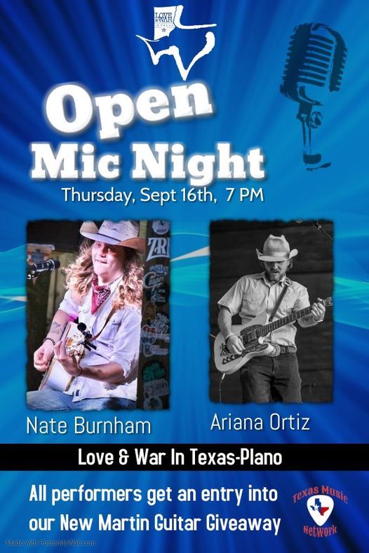 Open Mic Night At Love And War In Texas Plano Love And War In Texas Plano Authentic Site 16 September 21